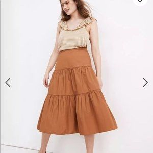 NWOT Madewell Poplin Tiered Midi Skirt AL375